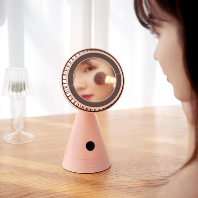Miroir rechargeable magnétique de maquillage d'Usb de fan d'oscillation de fan de Tableau de bureau de ménage