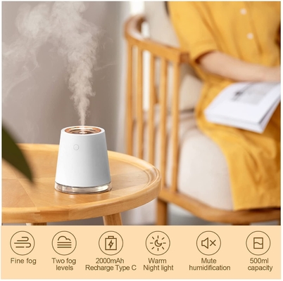 USB LED Mini Cool Mist Humidifier 500ml 2000mah 2 rechargeables dans 1 humidificateur