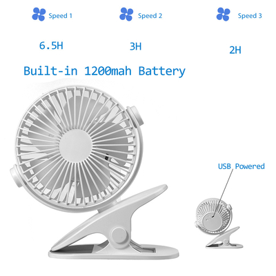 Fan rechargeable de poussette d'agrafe de carte PCB Mini Portable Battery Fan 1200mAh
