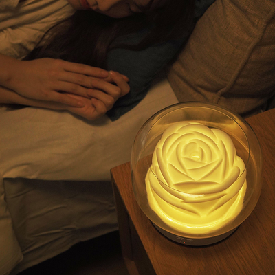 La fleur d'humidificateur du diffuseur 400ml d'huile d'arome de lumière de nuit d'ED forment blanc